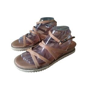 Lucky Brand Women's Size 10M Leather Nemelli Strapy Boho Hippie Wedge Sandals